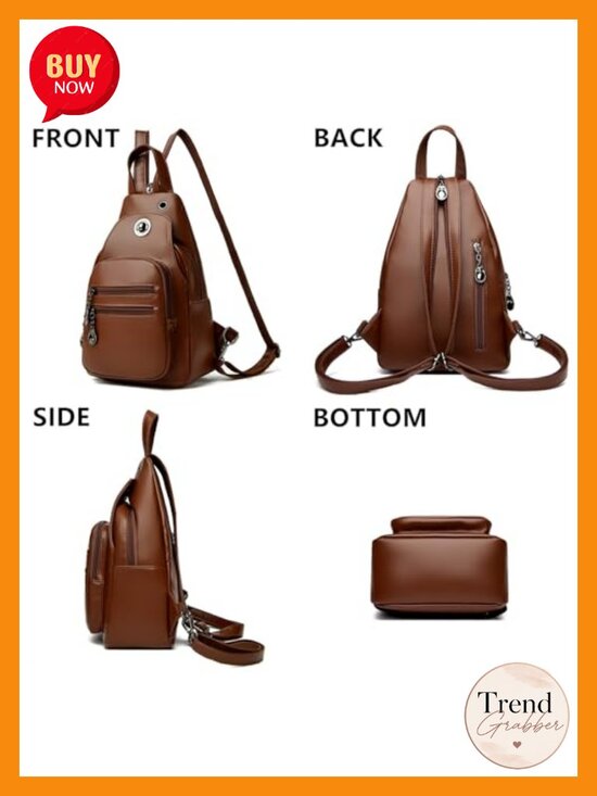 Convertible Leather Sling Backpack Purse Anti-Theft Travel Daypack Fits iPad main image 4